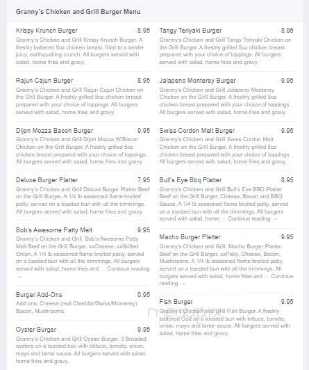 Granny's Chicken & Grill - Port Alberni, BC menu_pic