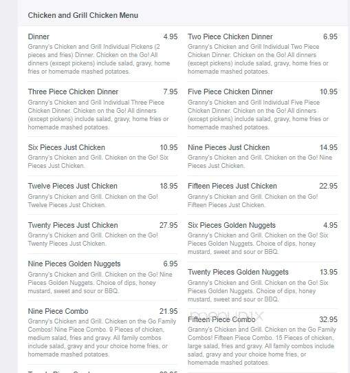 Granny's Chicken & Grill - Port Alberni, BC menu_pic
