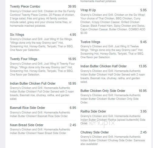 Granny's Chicken & Grill - Port Alberni, BC menu_pic