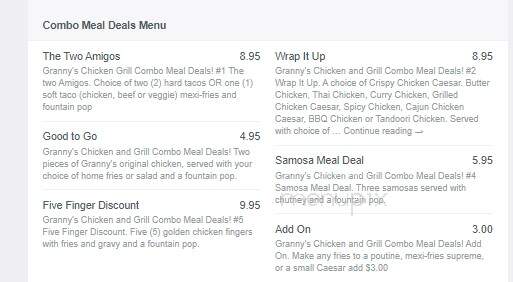 Granny's Chicken & Grill - Port Alberni, BC menu_pic