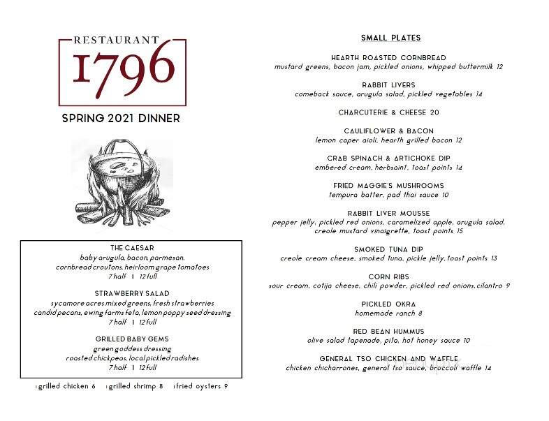 Restaurant 1796 - Saint Francisville, LA menu_pic