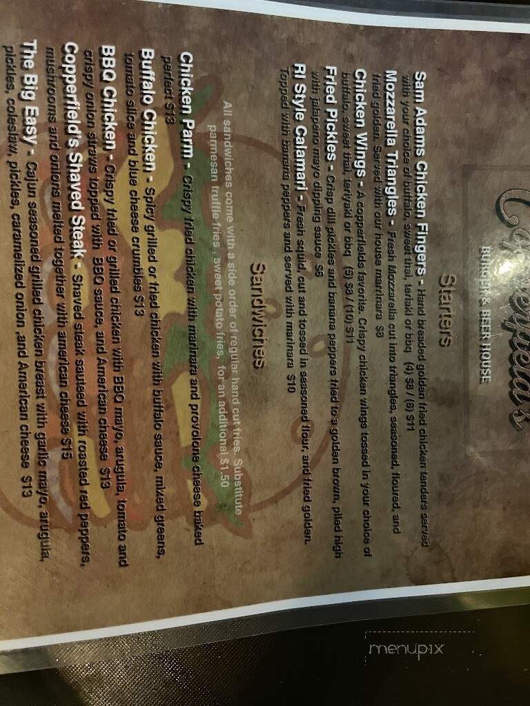 Copperfield's Burger & Beer House - Johnston, RI menu_pic
