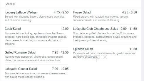 Lafayette Club - Minnetonka Beach, MN menu_pic
