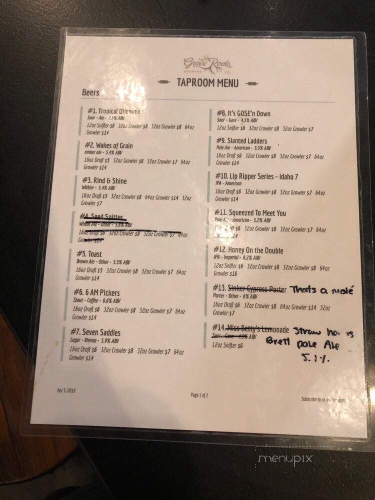 Grove Roots Brewing Co - Winter Haven, FL menu_pic