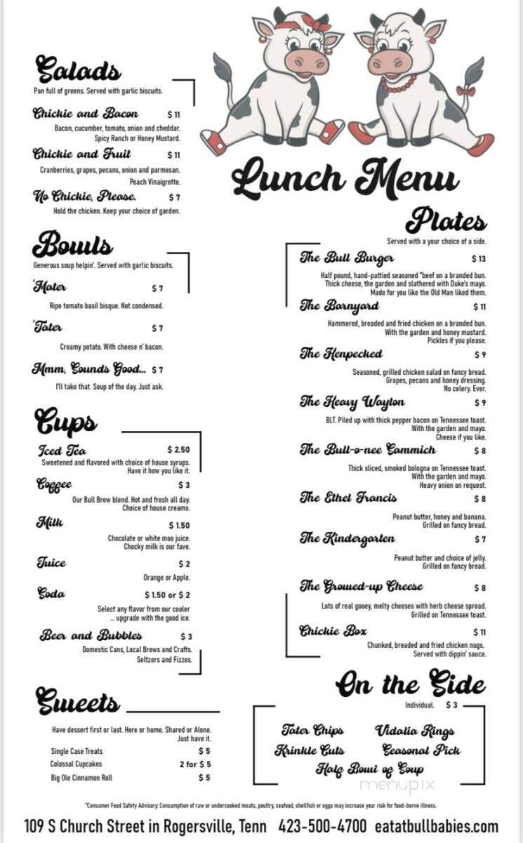 Bull Babies - Rogersville, TN menu_pic