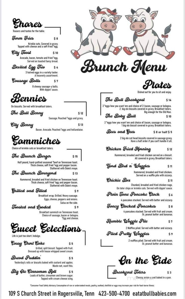 Bull Babies - Rogersville, TN menu_pic