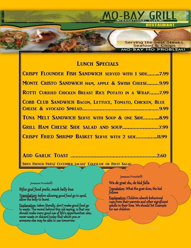 Mo Bay Grill - Sebastian, FL menu_pic
