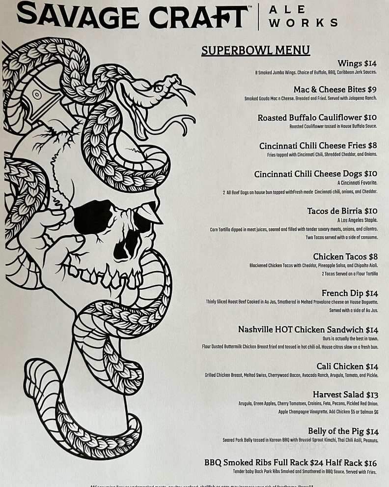 Savage Craft Ale Works - West Columbia, SC menu_pic
