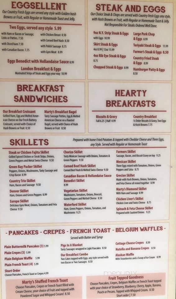 Marty's Diamond Restaurant - Waterford, WI menu_pic