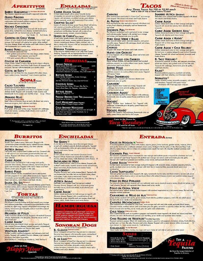 Barrio Queen - Gilbert, AZ menu_pic