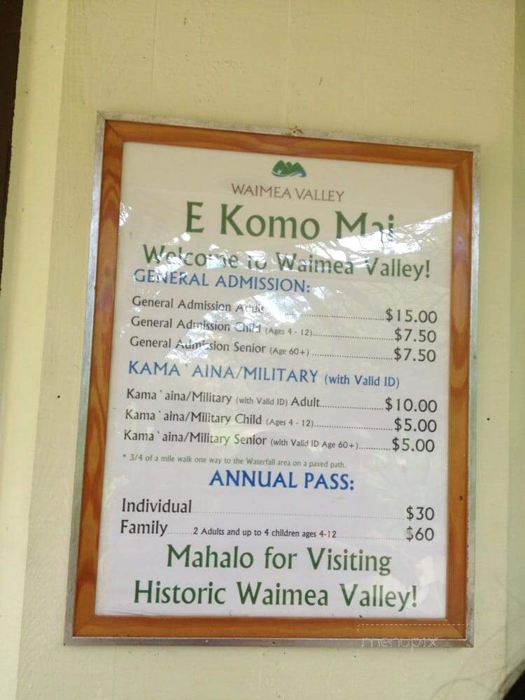 Waimea Falls Grill - Haleiwa, HI menu_pic