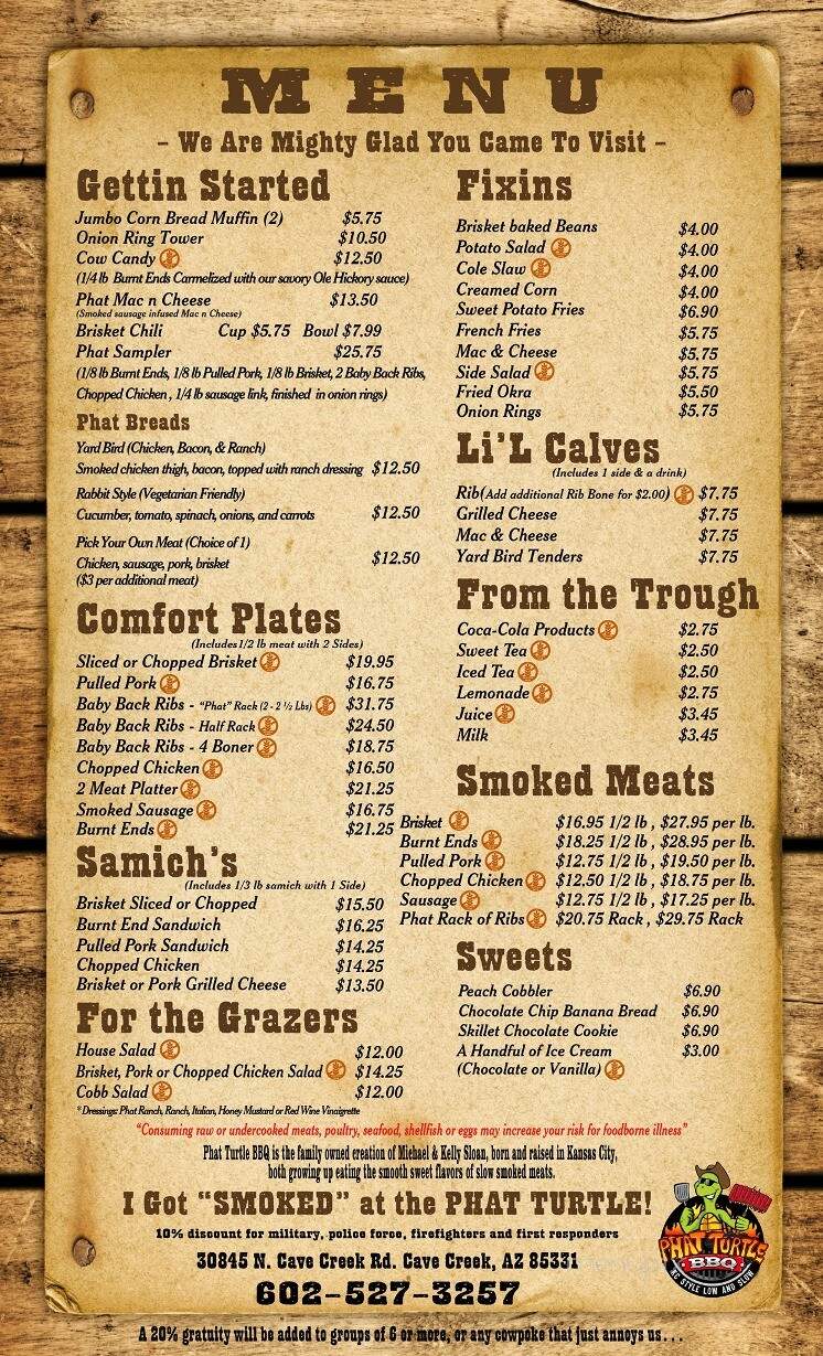 Phat Turtle BBQ - Phoenix, AZ menu_pic