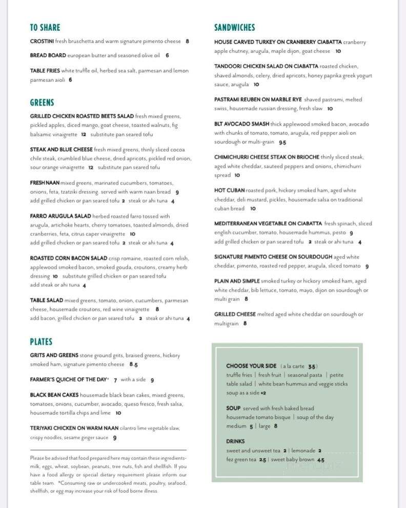 Table Farmhouse Bakery - Asheboro, NC menu_pic