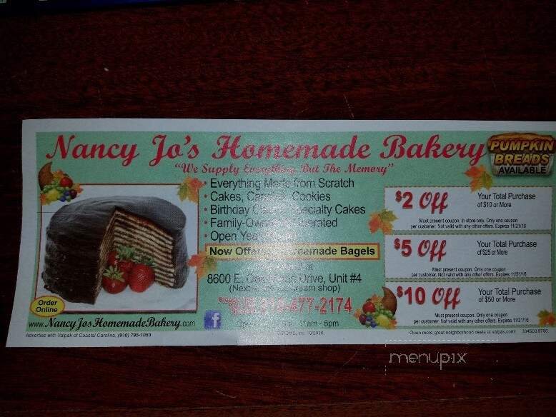 Nancy Jo's Homemade Bakery - Oak Island, NC menu_pic