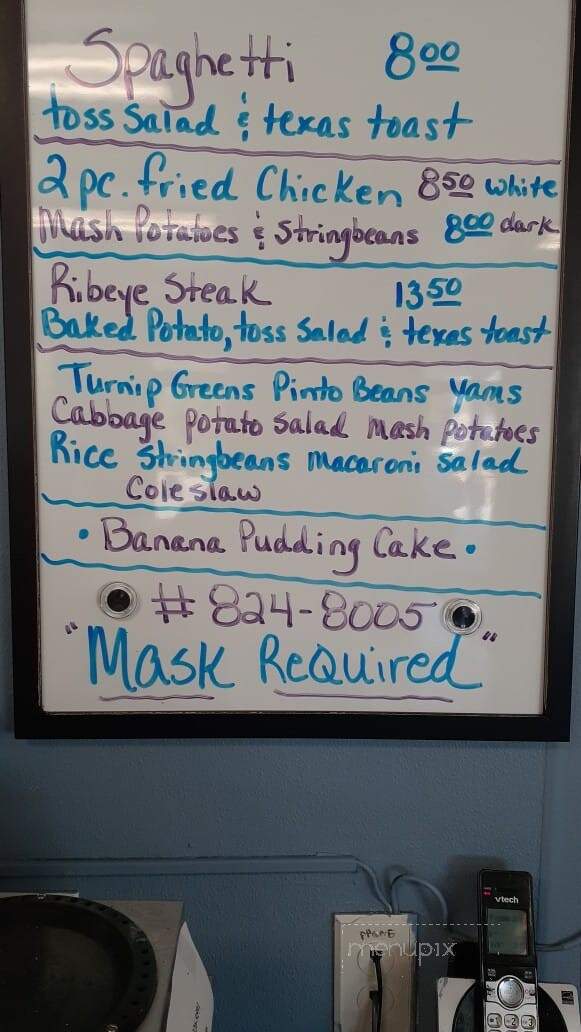 Everlean's Cafe - Tarboro, NC menu_pic