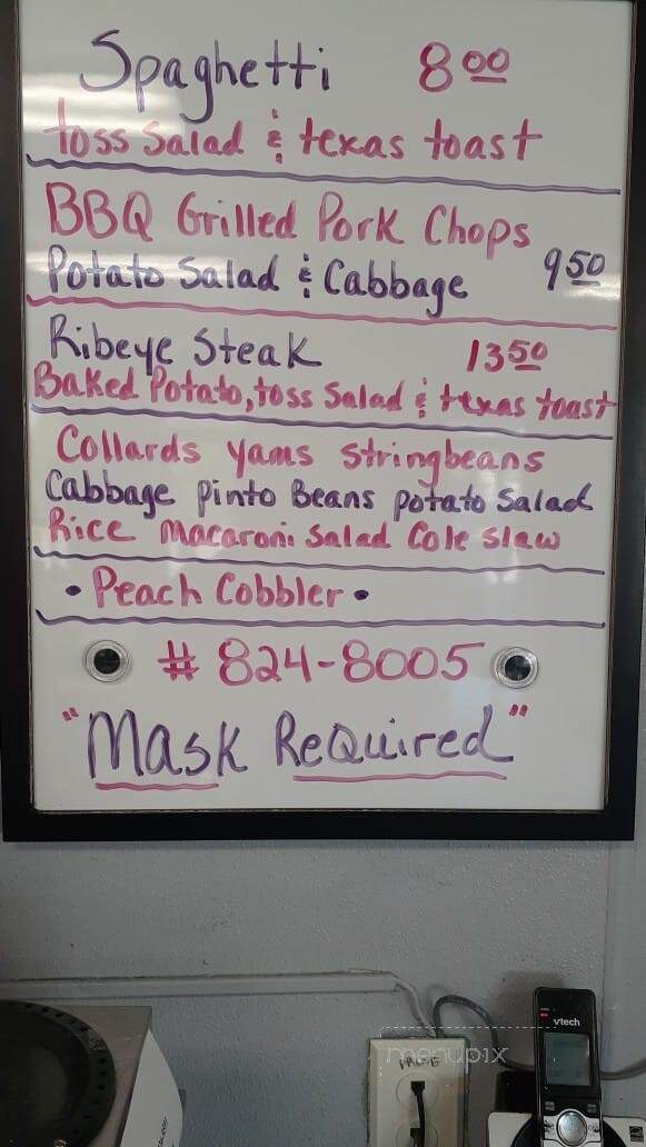 Everlean's Cafe - Tarboro, NC menu_pic