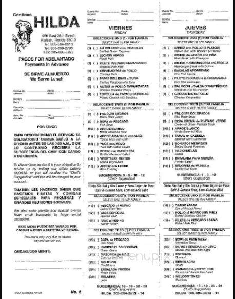 Cantinas Hilda - Hialeah, FL menu_pic
