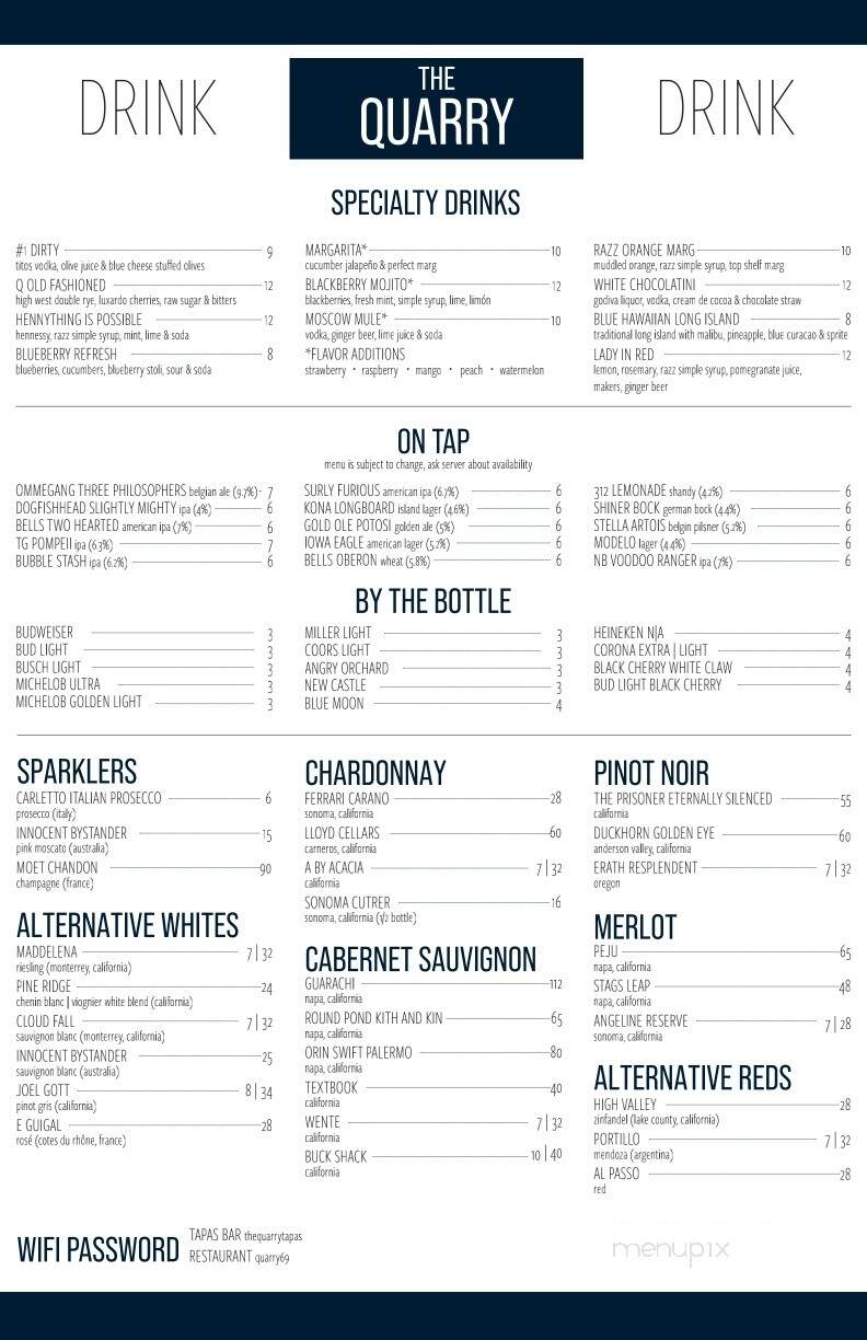 Quarry - Mason City, IA menu_pic