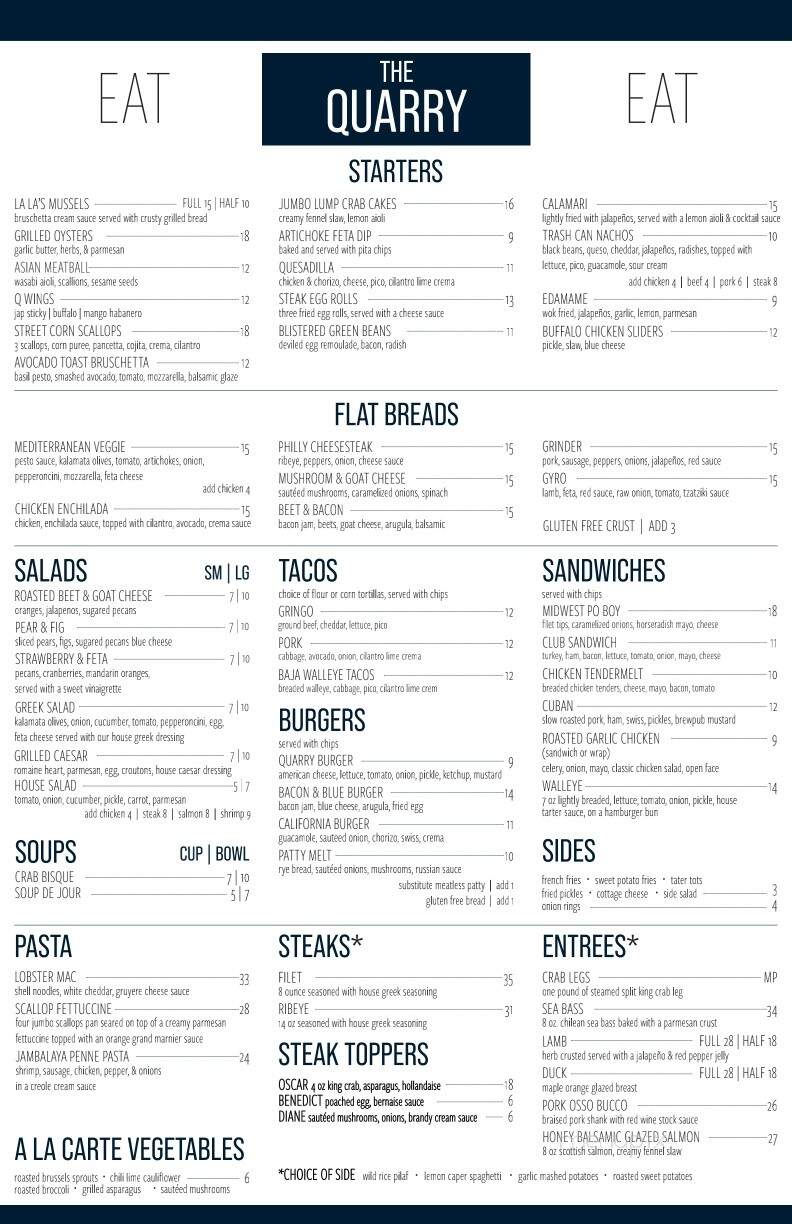 Quarry - Mason City, IA menu_pic