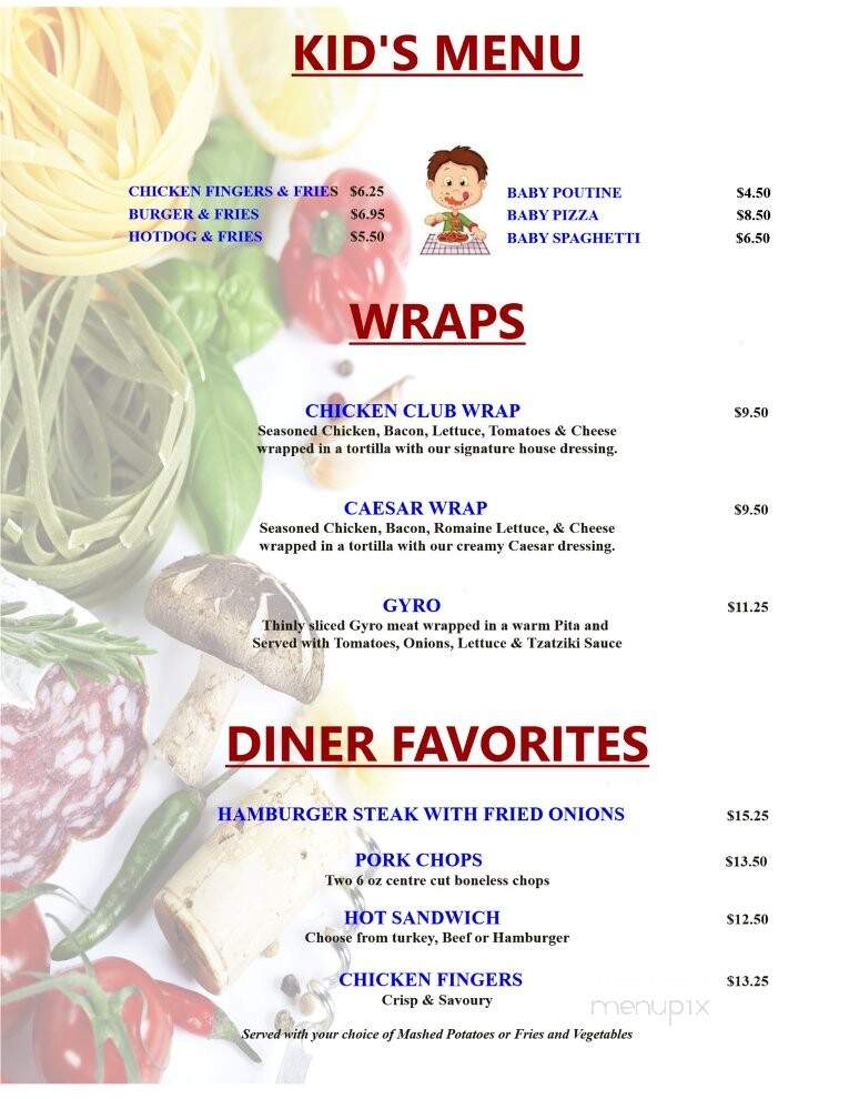 Aux Trois Moulins Motel & Restaurant - Chapleau, ON menu_pic