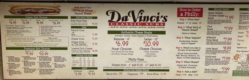 Da Vinci's Classic Subs - Blaine, WA menu_pic