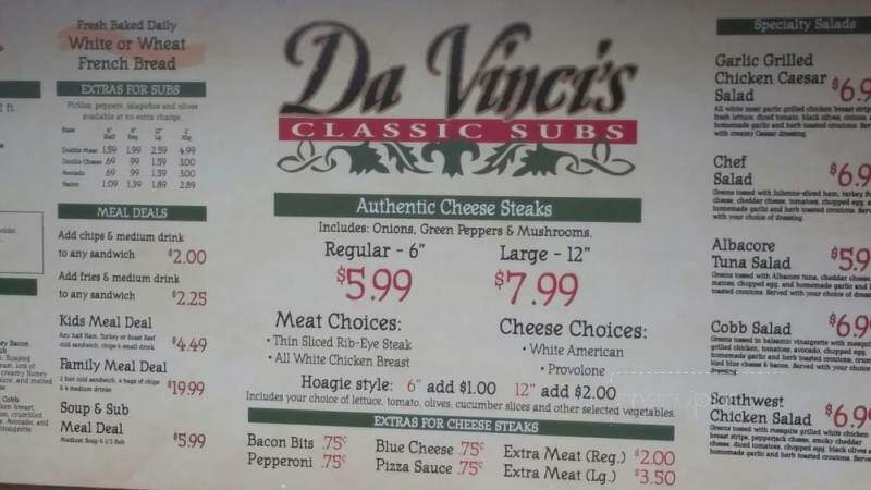 Da Vinci's Classic Subs - Blaine, WA menu_pic