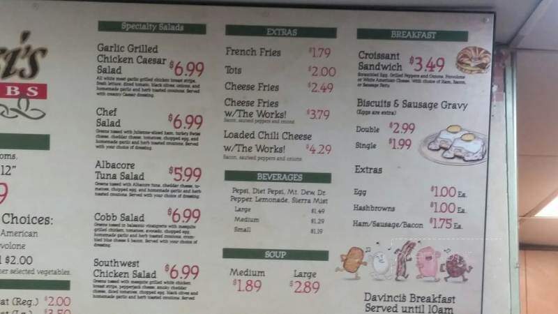 Da Vinci's Classic Subs - Blaine, WA menu_pic