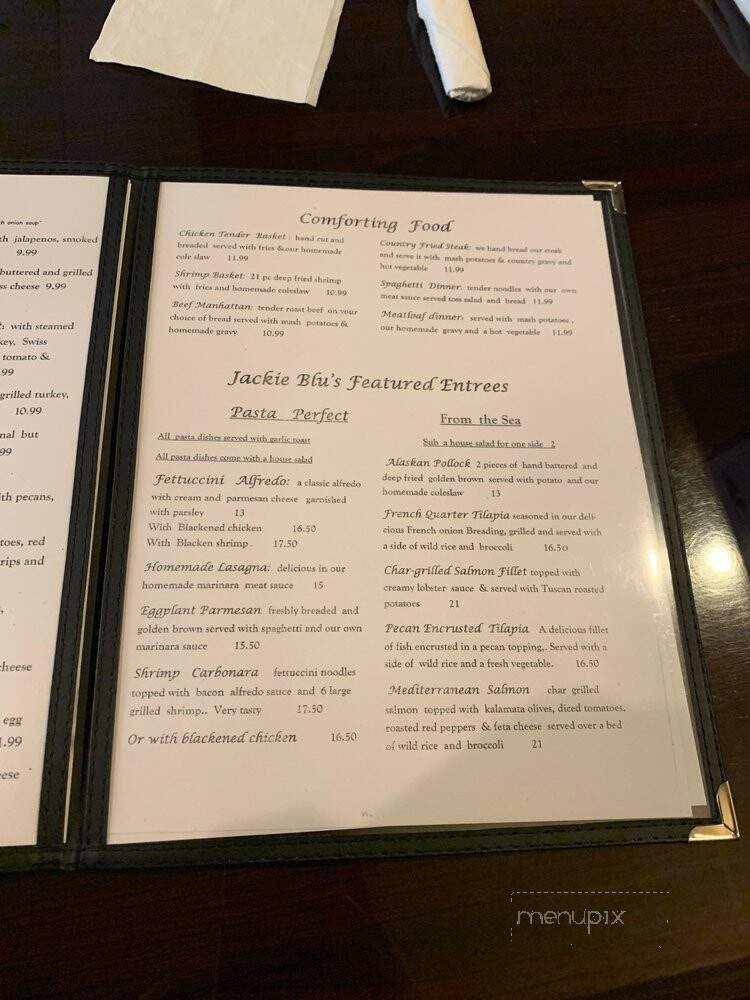 Jackie Blu's - Bryan, OH menu_pic