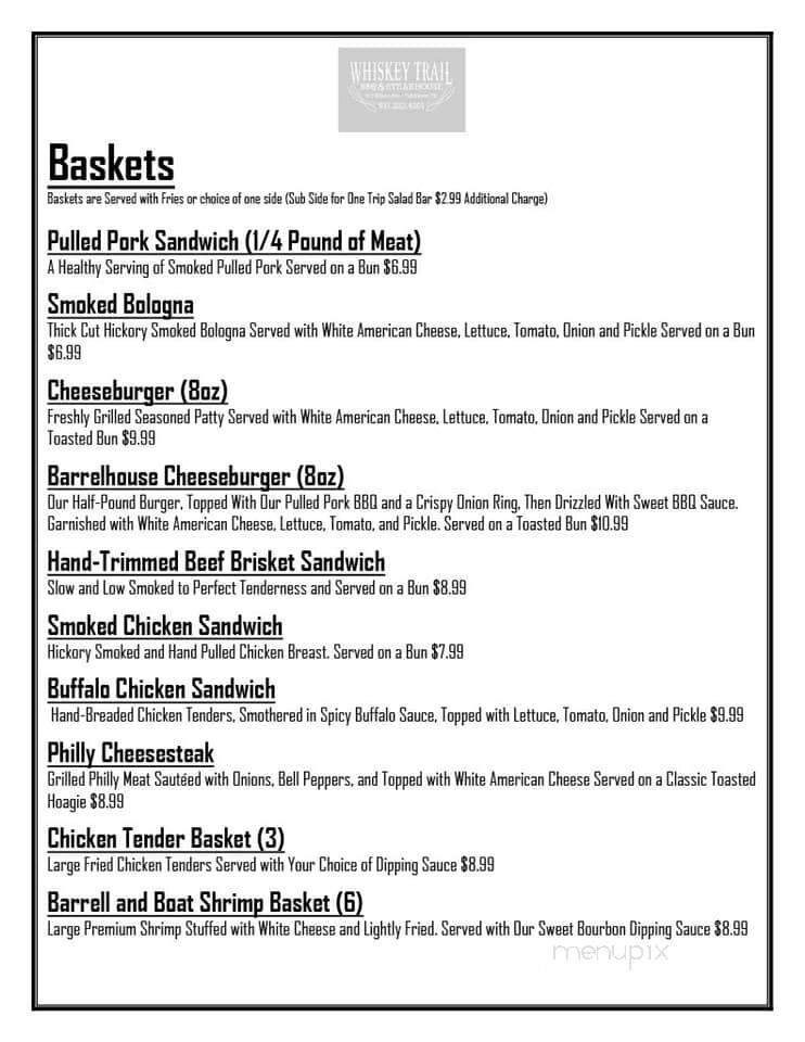 Whiskey Trail BBQ & Steakhouse - Tullahoma, TN menu_pic