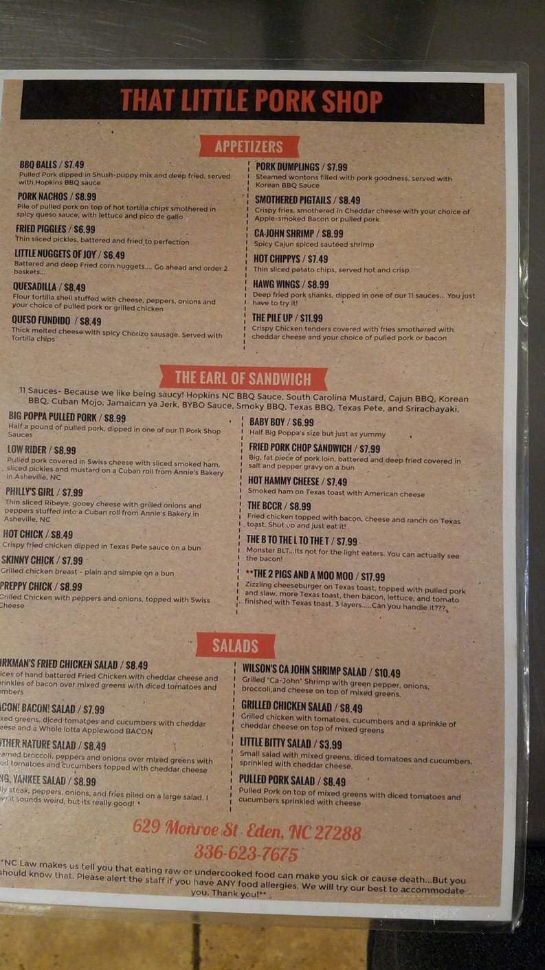 That Little Pork Shop - Eden, NC menu_pic