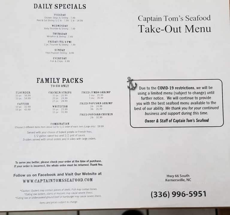 Captain Tom's Seafood Restaurant - Kernersville, NC