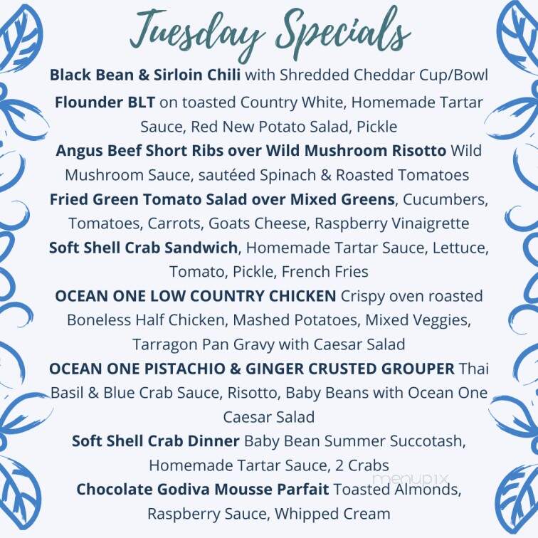 Cabana Cafe - Pawleys Island, SC menu_pic