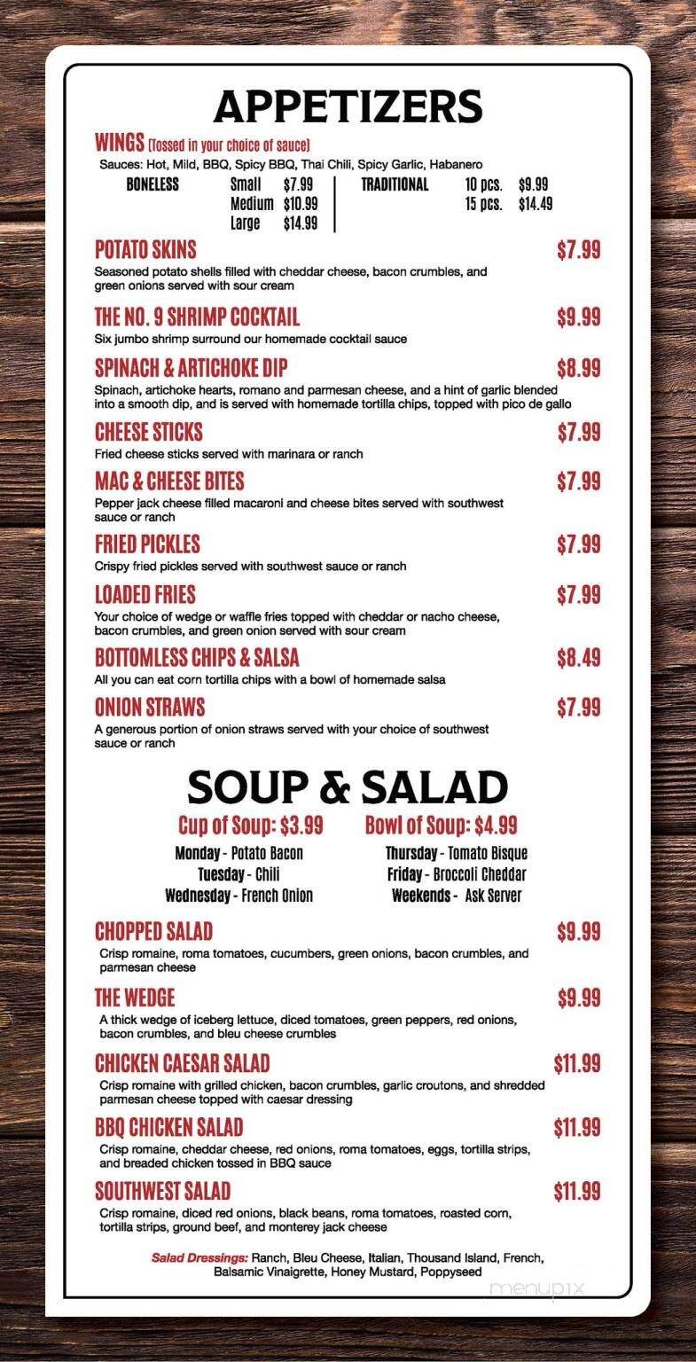 No 9 Grill - Cambridge City, IN menu_pic