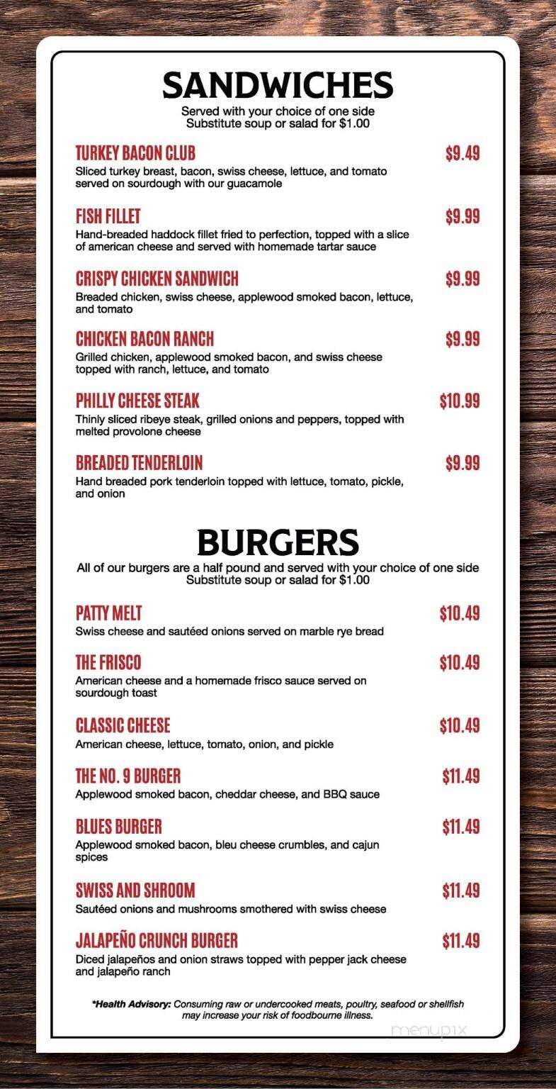 No 9 Grill - Cambridge City, IN menu_pic