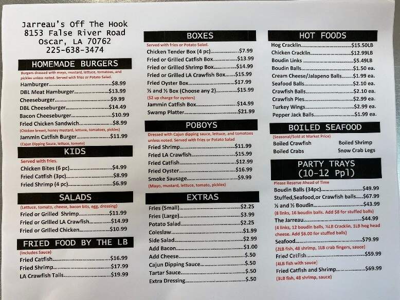 Jarreau's Off The Hook - New Roads, LA menu_pic