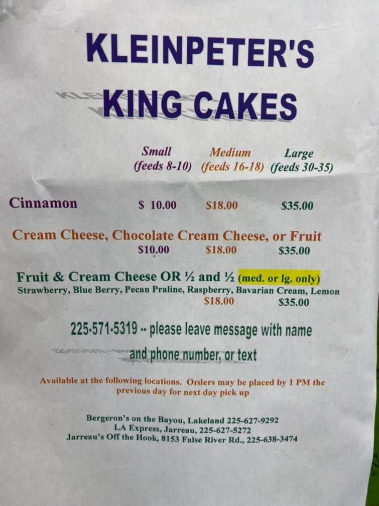 Jarreau's Off The Hook - New Roads, LA menu_pic