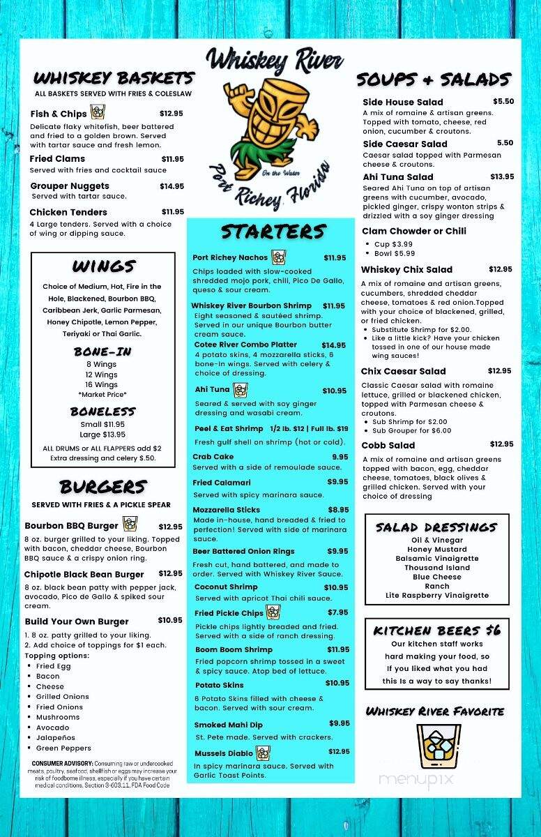 Whiskey River - Port Richey, FL menu_pic