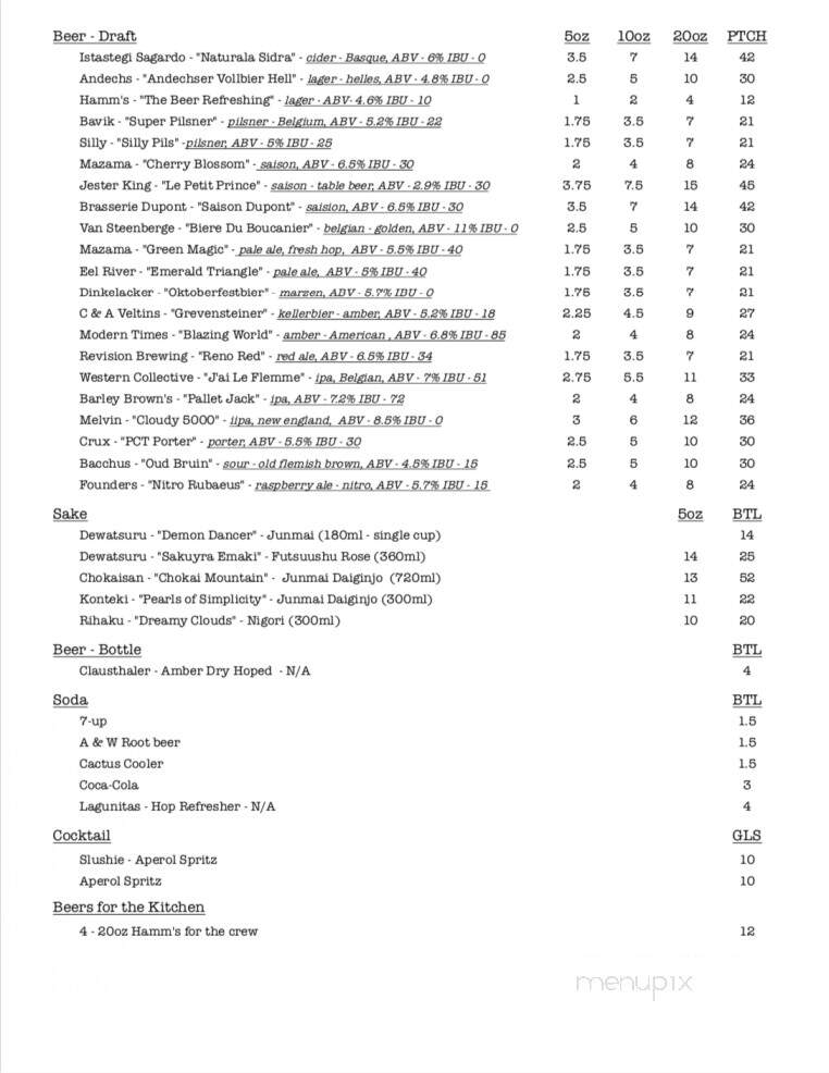 The Covey - Ketchum, ID menu_pic