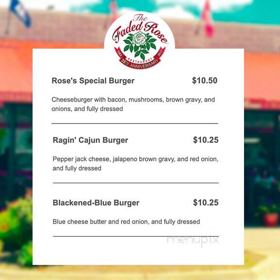 Faded Rose Restaurant - Little Rock, AR menu_pic