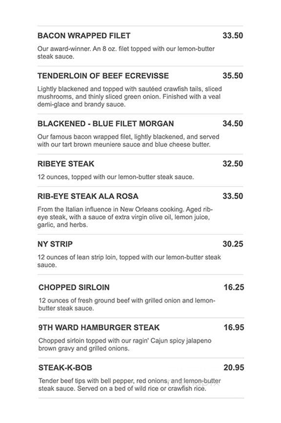Faded Rose Restaurant - Little Rock, AR menu_pic