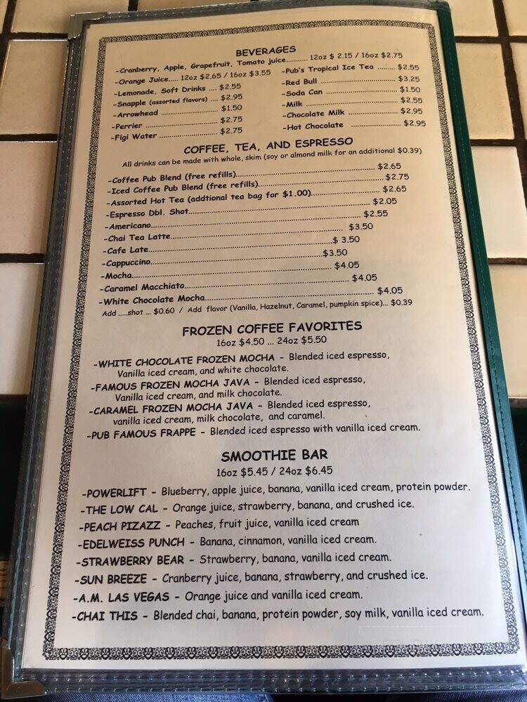 Coffee Pub - Las Vegas, NV menu_pic