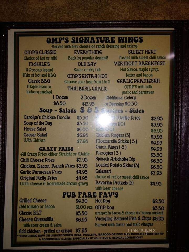Old Mill Pub - Sciota, PA menu_pic