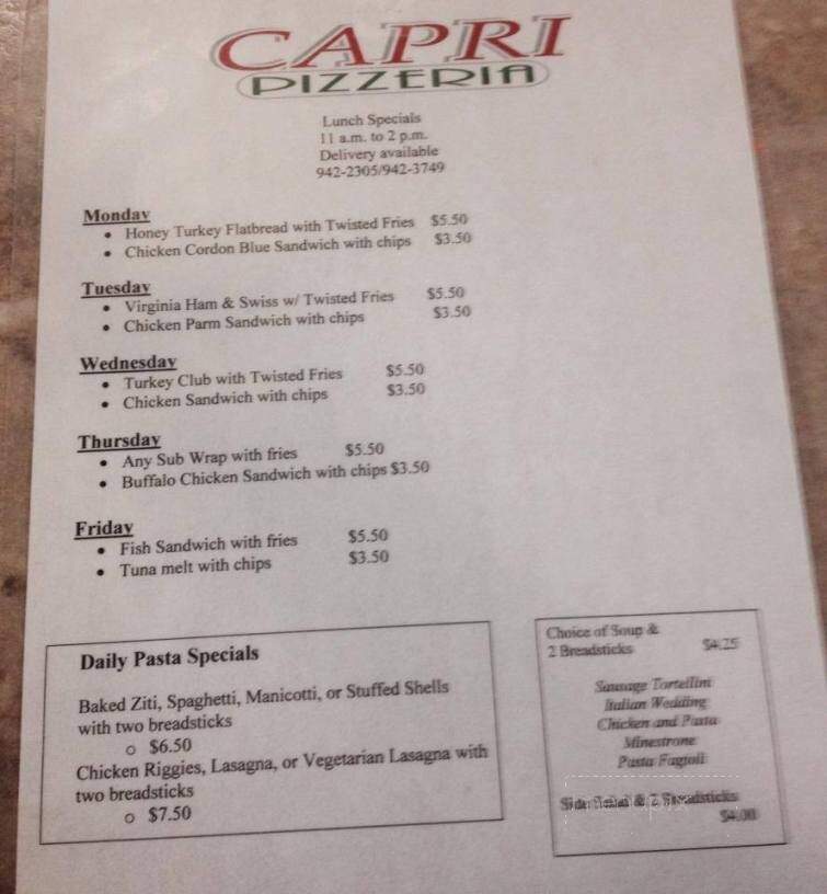 Capri Pizzeria - Boonville, NY