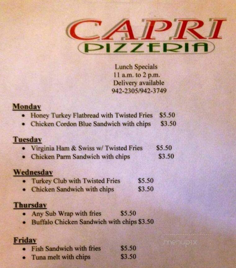 Capri Pizzeria - Boonville, NY