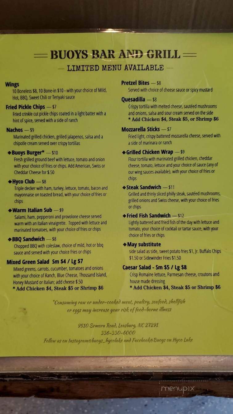 Buoys On Hyco Lake - Semora, NC menu_pic