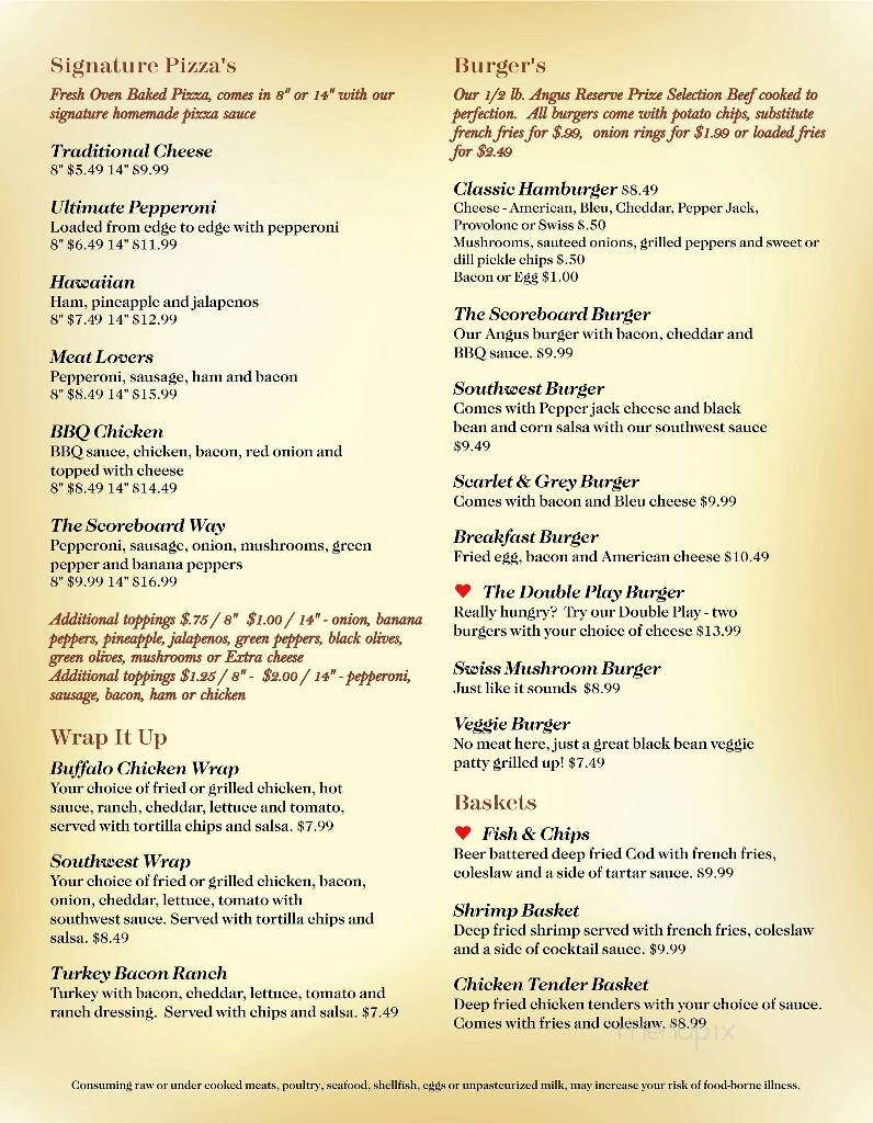 Scoreboard Pub & Grill - Delaware, OH menu_pic