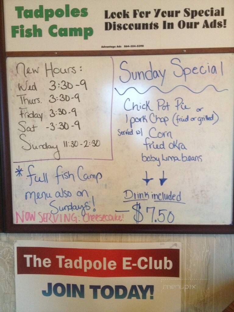 Tadpole Seafood Restaurant - Greer, SC menu_pic
