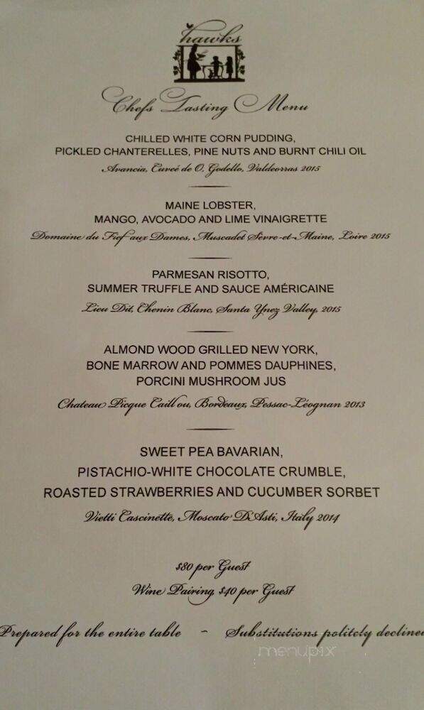 Hawks - Granite Bay, CA menu_pic
