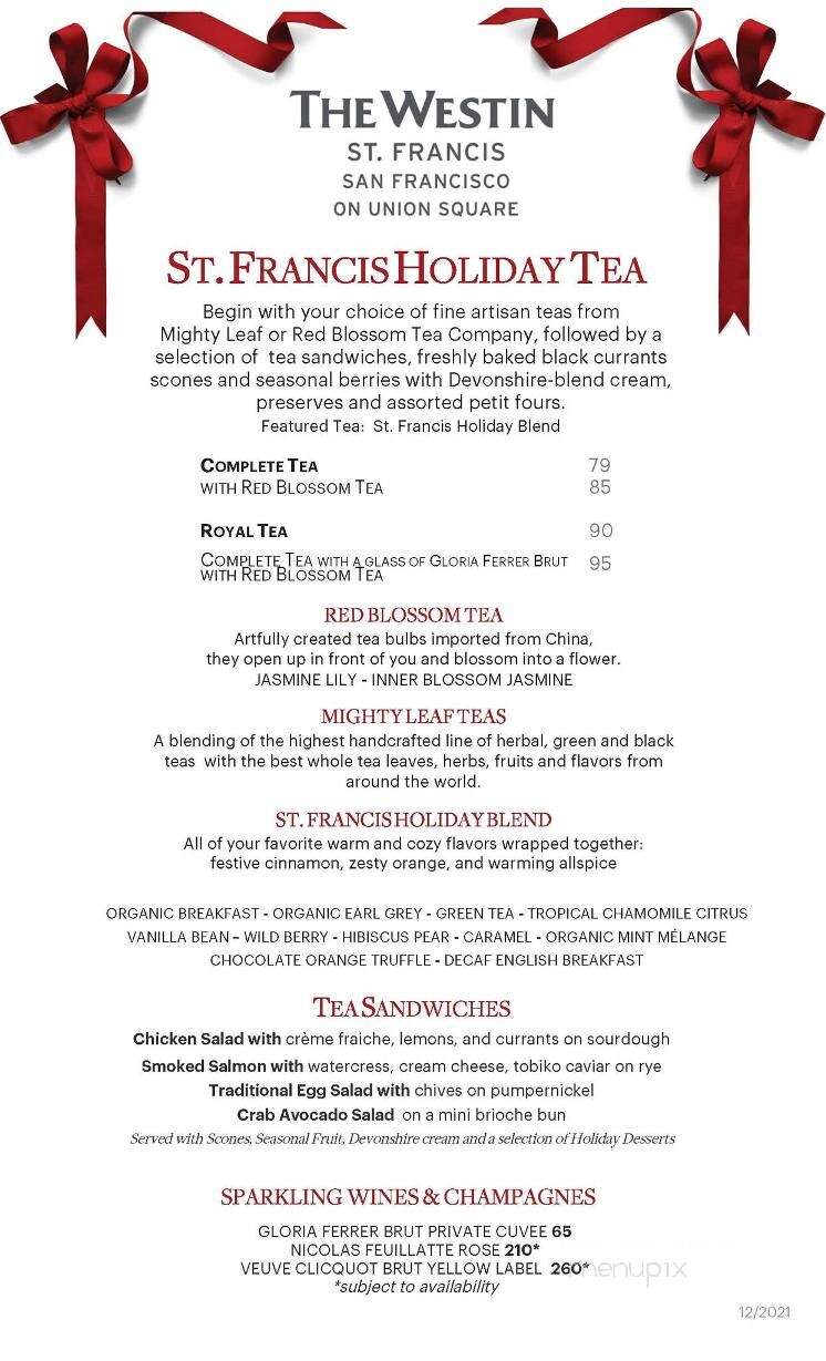Westin-St Francis Hotel - San Francisco, CA menu_pic