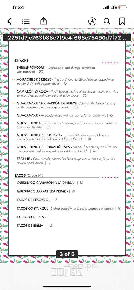 Mama Por Dios - Rancho Cucamonga, CA menu_pic